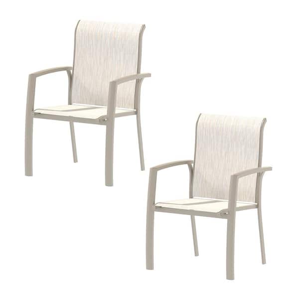 Outdoor Garden Patio Chairs (Set of 2), Stackable Metal Dining Chairs, Rust-Resistant, All-Weather for Yard, Pool, Porch