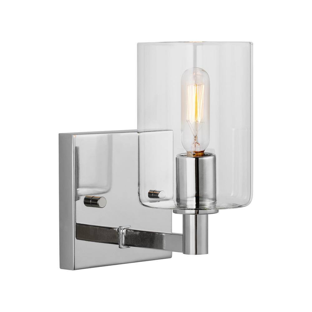 Chrome Cylinder Clear Glass Wall Sconce