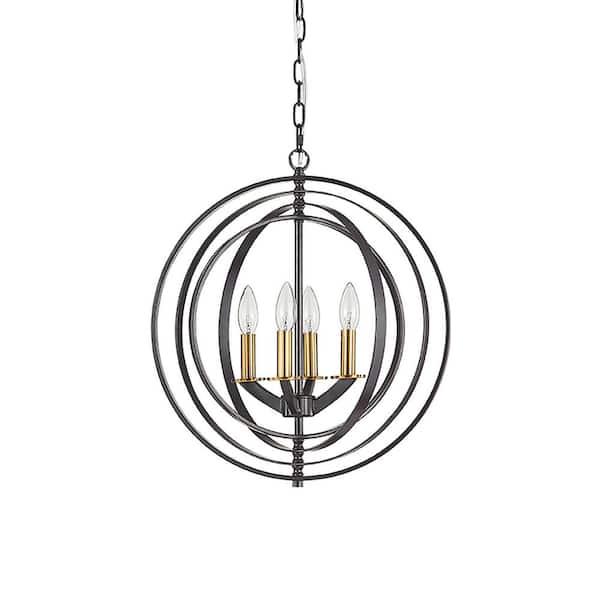 Jayce 52 in. 4-Light Indoor Bronze and Gold Chandelier with Light Kit