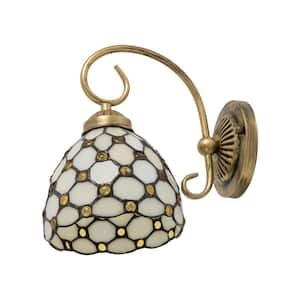 5.9 in. 1-Light Gold Vintage Wall Light Wall Sconce with Colored Glass Shade for Bedroom Living Room, No Bulbs Included