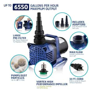 6550 GPH Cyclone Pump for Ponds, Fountains, Waterfalls, and Water Circulation