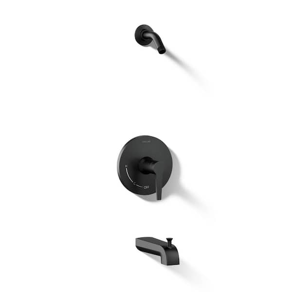 KOHLER Pitch 1-Handle Tub and Shower Trim in Matte Black (Valve
