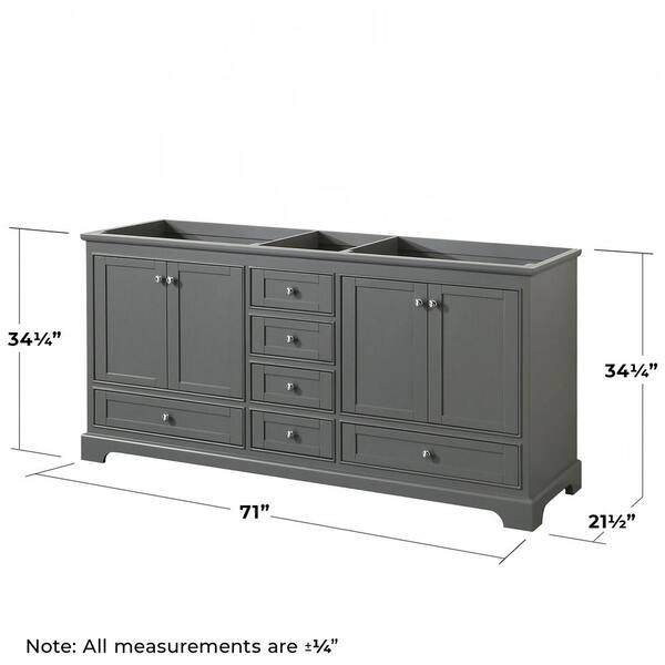 Wyndham Collection Deborah 71 in. W x 21.5 in. D Vanity Cabinet in
