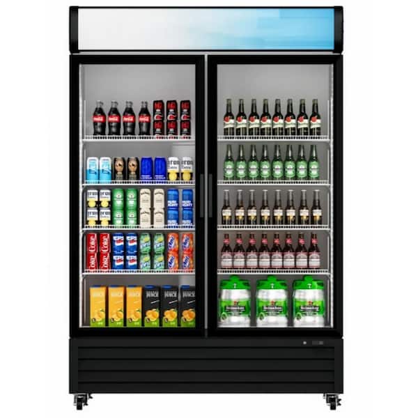 Cooler Depot 54 in. 40 cu. ft. Commercial Refrigerator Merchandiser 2 Glass Door in Black Stainless Steel