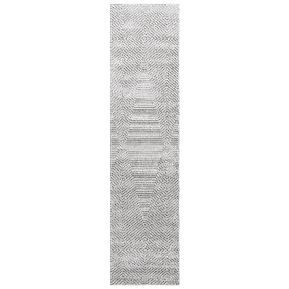 Carter Rugs Geometric SAFAVIEH Carter 2 ft. x 8 ft. Gray/Light Gray Geometric Striped Runner ...