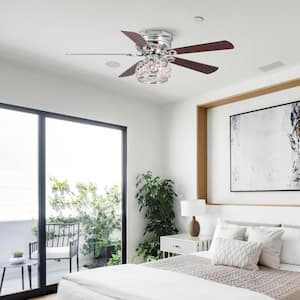 48 in. Modern Chrome 2-Light Crystal Flush Mount Ceiling Fan with Remote Control and Light Kit