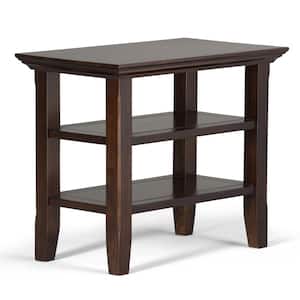 Acadian Solid Wood 14 in. Wide Rectangle Transitional Narrow Side Table in Brunette Brown