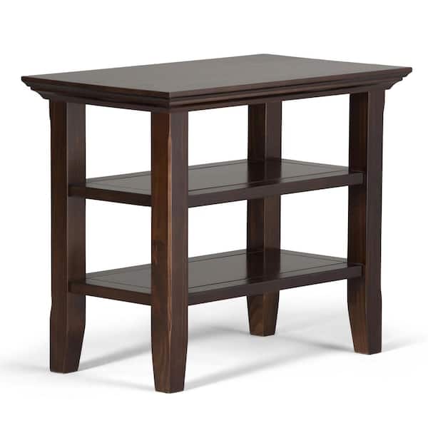 Simpli Home Acadian Solid Wood 14 in. Wide Rectangle Transitional Narrow Side Table in Brunette Brown