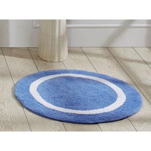 Hotel Collection Blue/White 30 in. x 30 in. 100% Cotton Bath Rug
