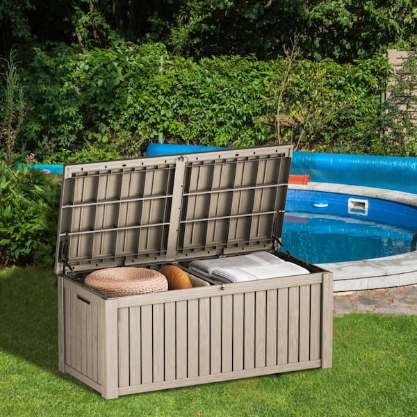 PATIOEASY 220 Gallons Water Resistant Resin Lockable Deck Box