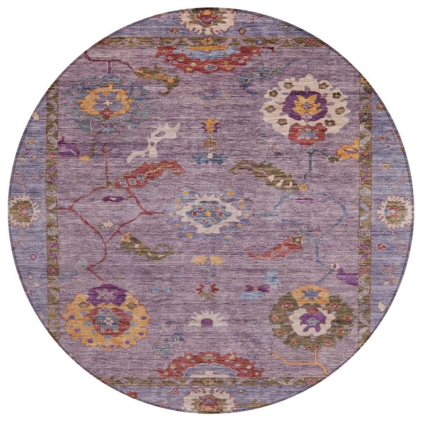 Chantille Machine Washable Indoor/Outdoor Abstract ACN2229 Plum 8 ft. x 8 ft. Area Rug