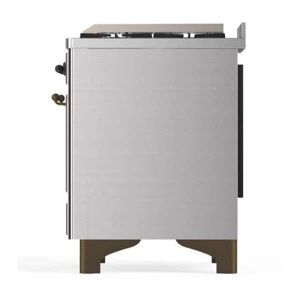 Majestic II 36 in. Double Oven Dual Fuel Range with 6 Sealed Burners, Glass Door, Burnished Trim in Stainless Steel