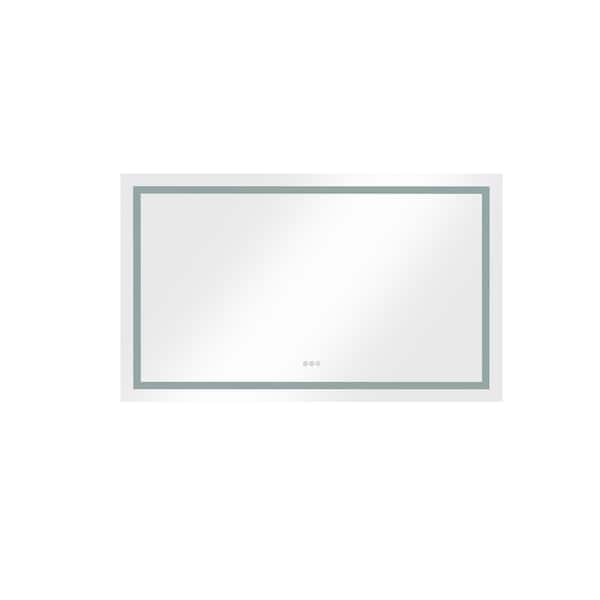 Tileon 60 in. W x 38 in. H Large Rectangular Frameless High Lumen Anti-Fog Dimmable LED Wall Bathroom Vanity Mirror