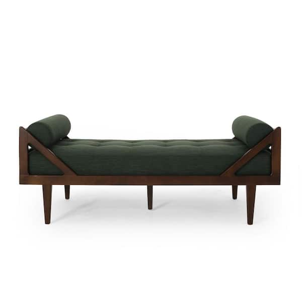 Noble House Ashtabula Pine Green and Dark Brown Tufted Chaise Lounge