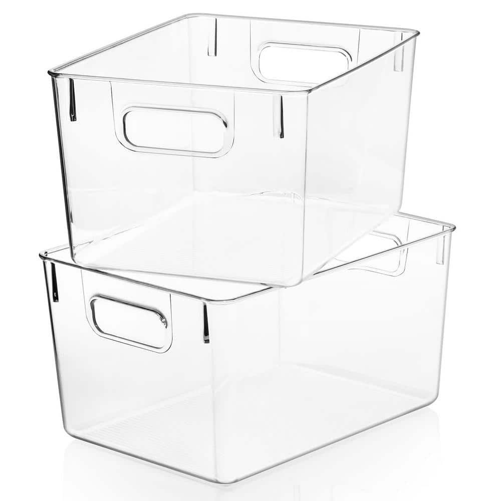 19 Qt. Plastic Stackable Storage Bins for Pantry in Gray (4-Pack)