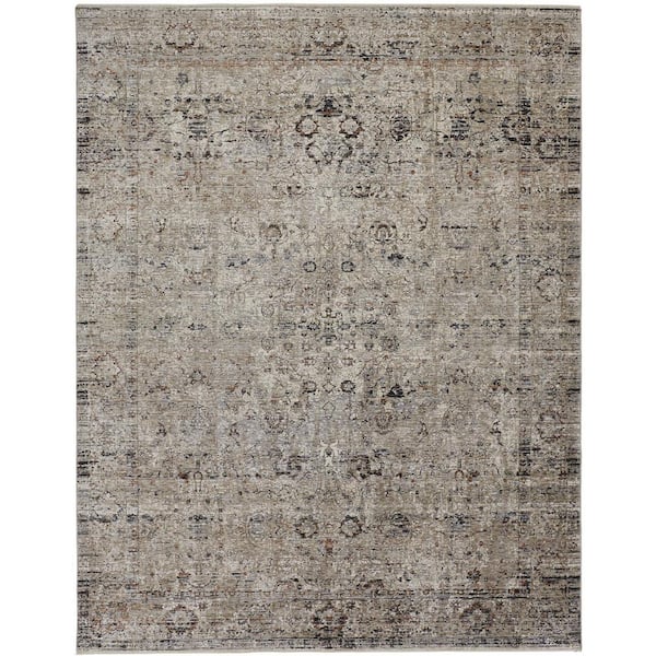 HomeRoots Ivory and Gray Abstract 5 ft. x 8 ft. Area Rug