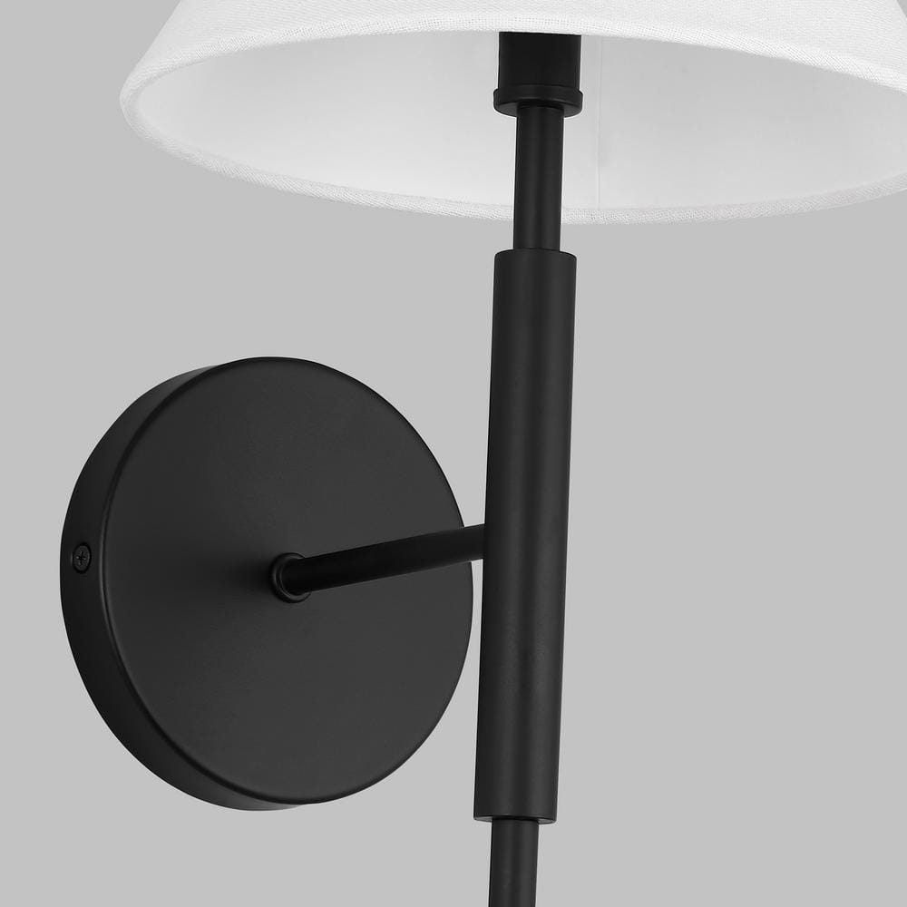 Midnight Black and White Linen Wall Sconce