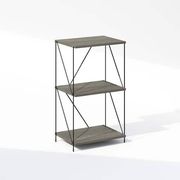 Furinno Wire 16.54 in. Finn Oak Rectangle Wood End Table with Metal Frame