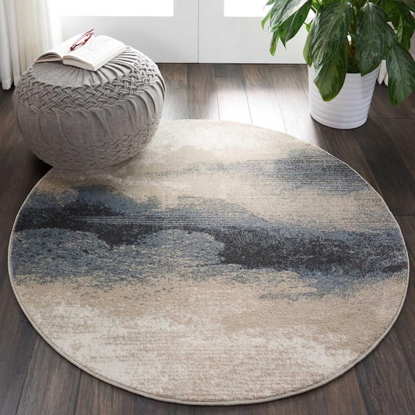 2 ft. x 4 ft. Gray Abstract Washable Area Rug