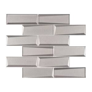 Daazen Sno White 11.75 in. x 11.75 in. 3-D Look Brick-Joint Glass Mosaic Wall Tile (4.8 sq. ft./Case)
