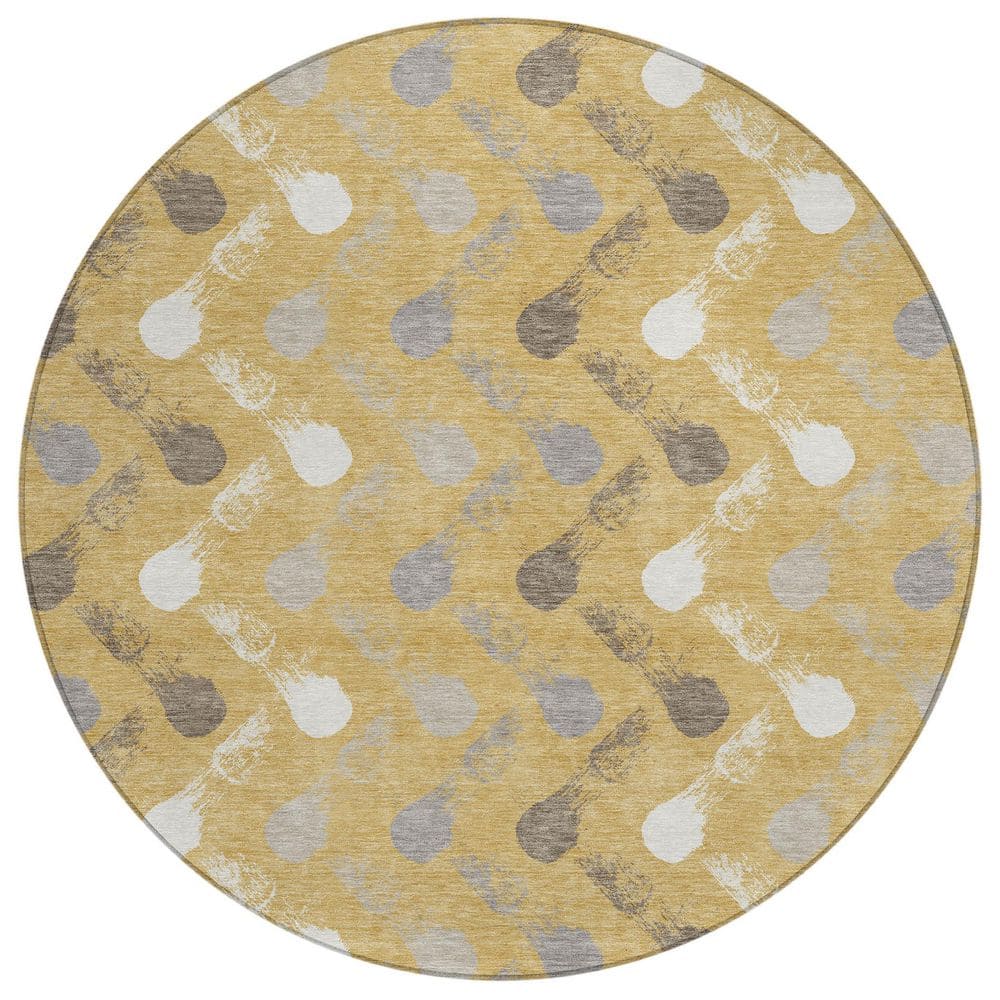 Chantille Machine Washable Indoor/Outdoor Abstract ACN2900 Gold 8 ft. x 8 ft. Round Rug price history on PriceWatchPro