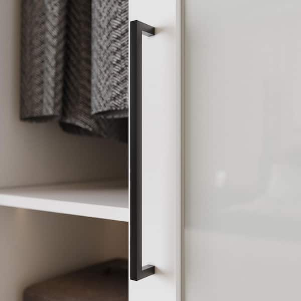60 in. x 80 in. 3-Lite Frosted Glass White Finished MDF Interior Sliding Door with Hardware and Black Handles