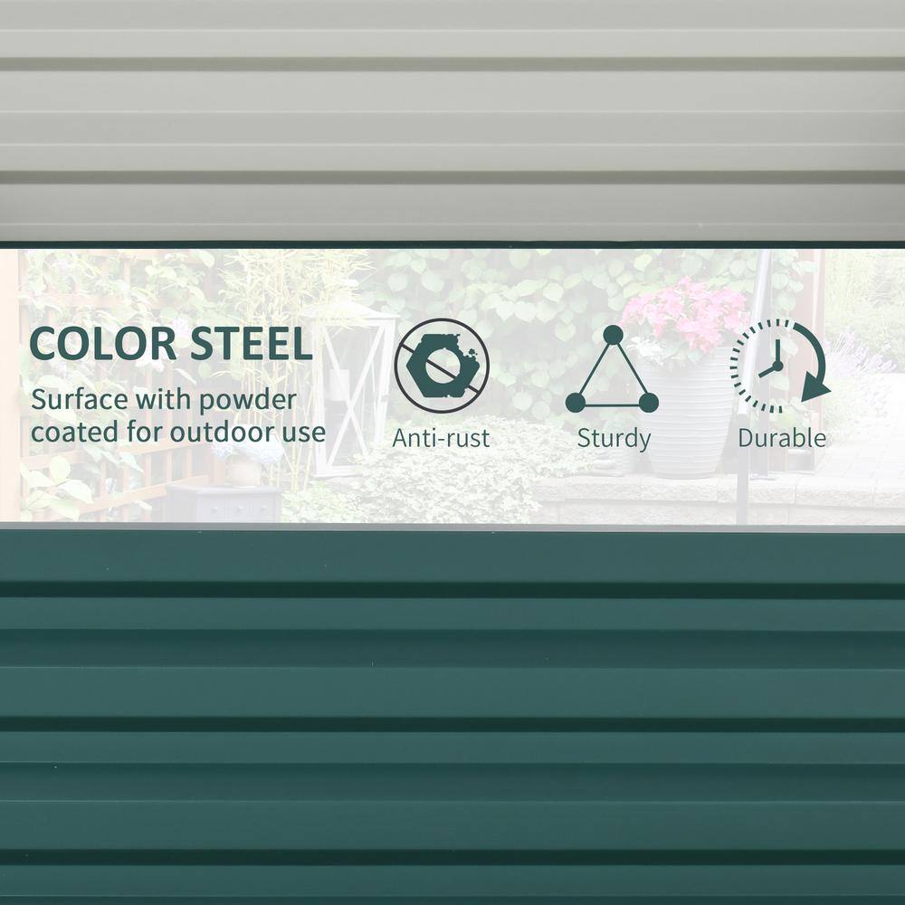 Outsunny Green Galvanized Metal Raised Garden Bed, 4' x 4' x 1'