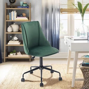 Cian Green Velvet Upholstery Task Chair with Adjustable Height