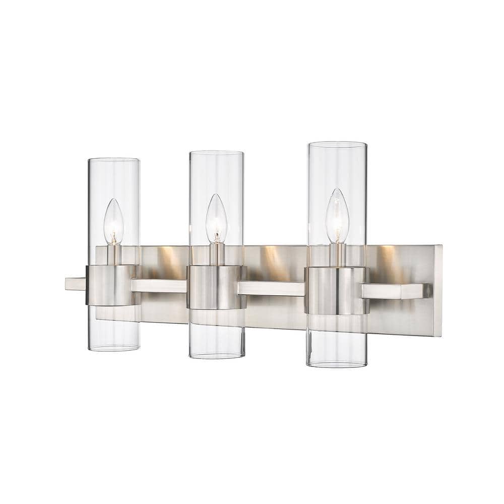 Lawson 25 in. 3-Light Brushed Nickel Vanity-Light with Clear Glass Shade