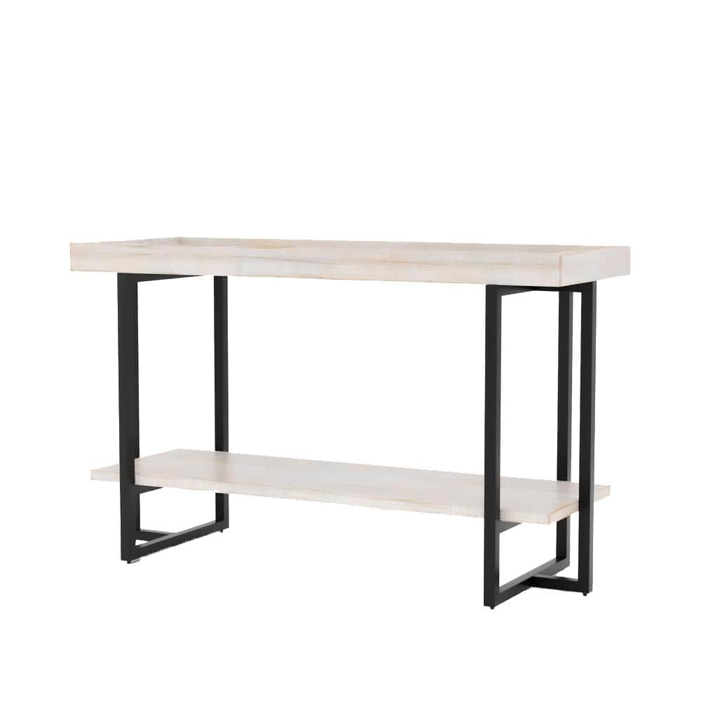 Furniture of America Triblisi 48 in. Antique White/Black Standard ...