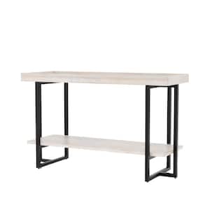 Triblisi 48 in. Antique White/Black Standard Rectangle Wood Console Table with Storage