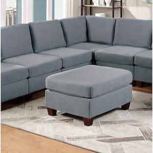 Mingle Gray Linen-Like Fabric Upholstered Cocktail Ottoman