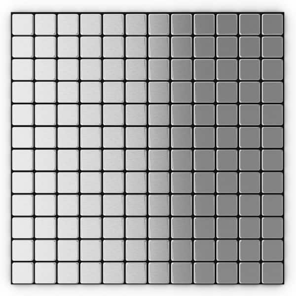 Inoxia SpeedTiles Inoxia Silver Stainless Steel 12.2 in. x 12.2 in. x 5mm Metal Peel and Stick Wall Mosaic Tile (24.81 sq. ft. / Case)