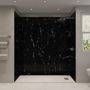 72 in. x 36 in. x 84 in. Alcove Solid Composite Stone Shower Kit-Dark Shower Walls L/R WH Sand Shower Pan Base