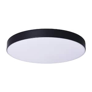 Lumin 15.8 in. W 1-Light Black Integrated LED Flush Mount with Banded Edge and Ultra-Thin Shaded for Bathroom Bedroom