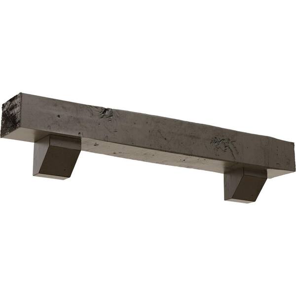 Ekena Millwork 4 in. x 8 in. x 6 ft. Knotty Pine Faux Wood Fireplace Mantel Kit with Ashford Corbels, Burnished Honey Dew
