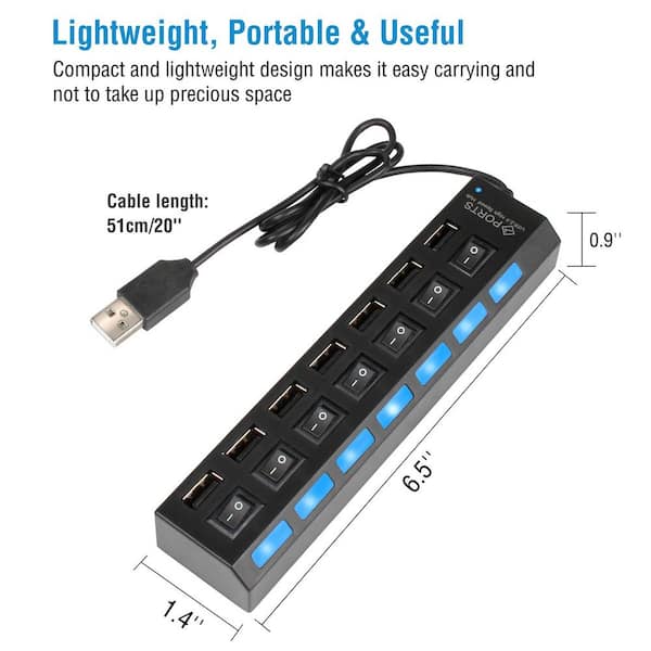 Hub USB 2.0 – 4 Ports USB – Plug and Play – Multiprise USB (Gris)