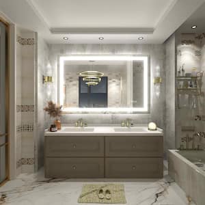 48 in. W x 30 in. H Rectangular Frameless Front and Back LED Lighted Anti-Fog Tempered Glass Wall Bathroom Vanity Mirror