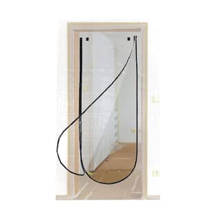 48 in. x 86.4 in. Plastic Dust Barrier Zipper Door Kit U-type Screen Door