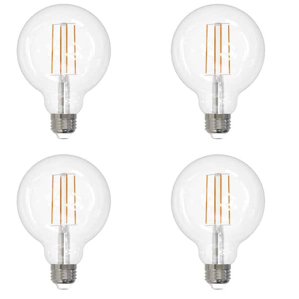 Sunlite 100-Watt Equivalent G30 Edison Filament Globe E26 Base Dimmable LED Light Bulb in Soft White 2700K (4-Pack)