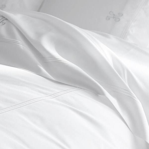 Legends Hotel Dorset Stripe 4-Piece White Egyptian Cotton Sateen Full Sheet Set