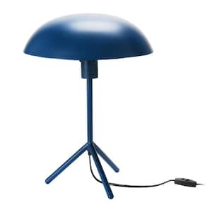 18 .5 in. Blue Metal Tripod Table Lamp with Half Dome Shade