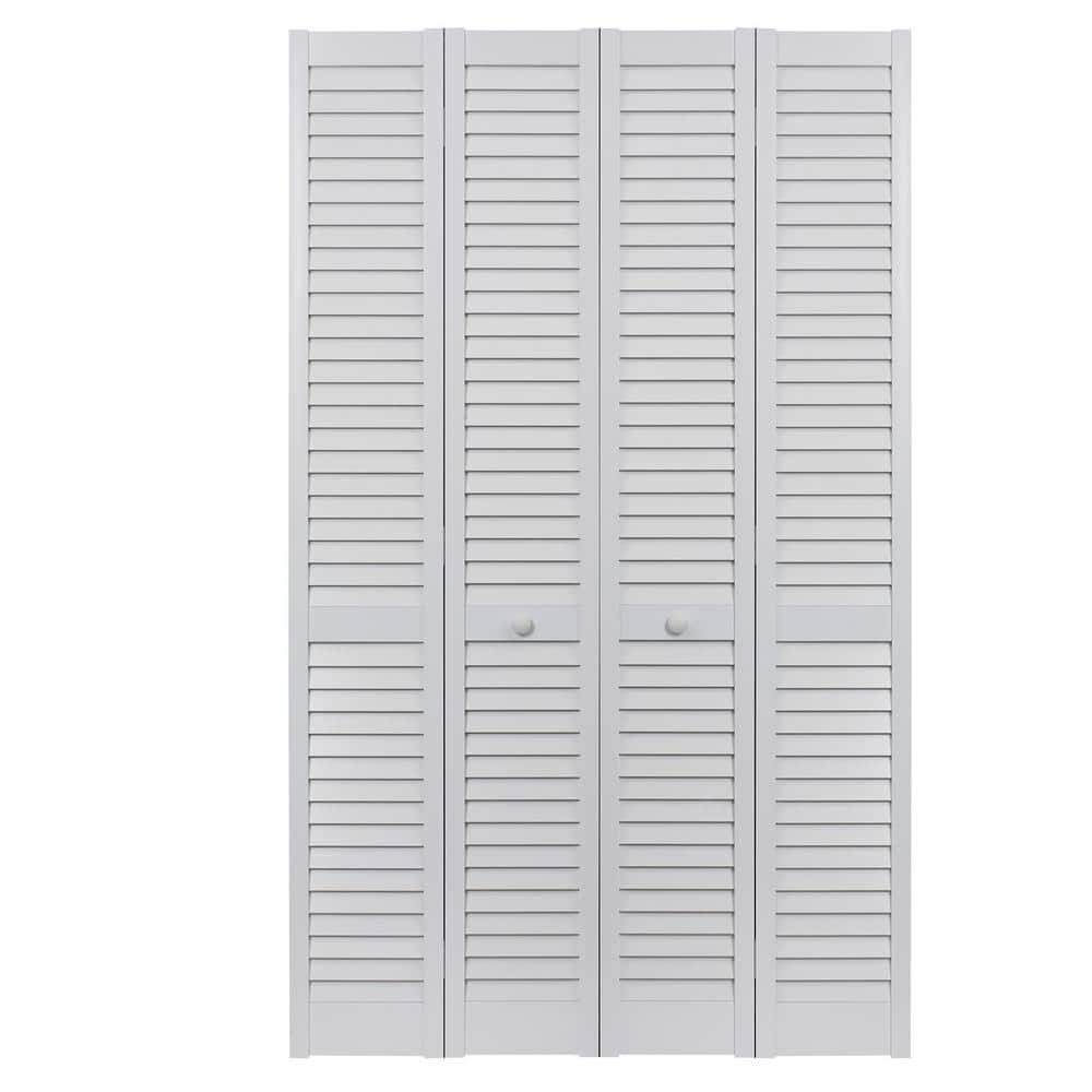 Pinecroft 60 in. x 80 in. Seabrooke Louver/Louver White Hollow