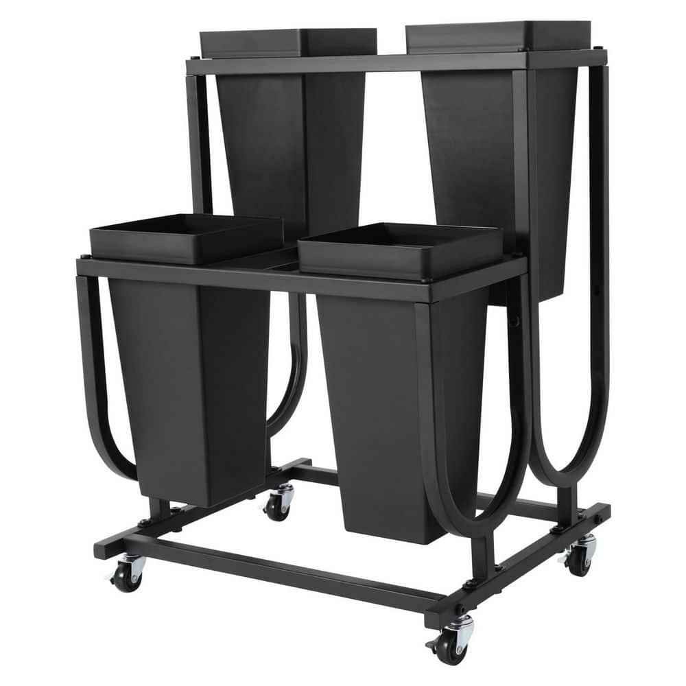 YIYIBYUS Black 2-Tier Metal Iron Frame Plastic Flower Buckets Flower ...
