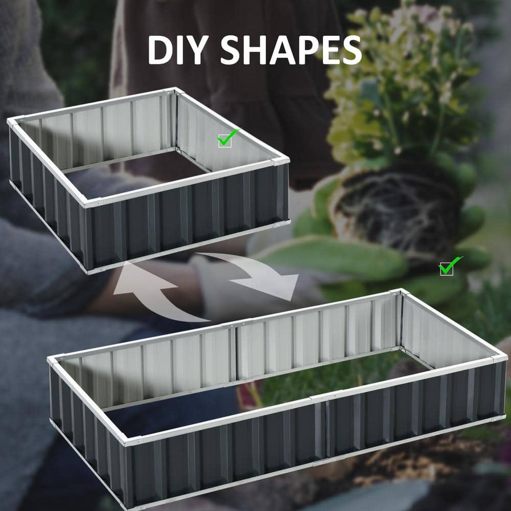 Large Dark Gray Metal Raised Garden Bed for Outdoor Spaces