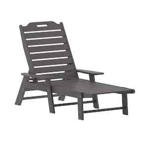 Monterey Gray Reclining Plastic Outdoor Chaise Lounge Chairs in Gray (Set of 2)
