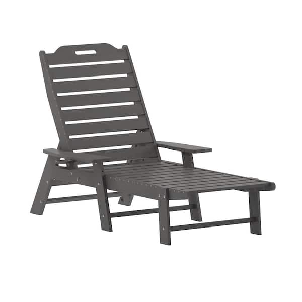 Carnegy Avenue Monterey Gray Reclining Plastic Outdoor Chaise Lounge Chairs in Gray (Set of 2)