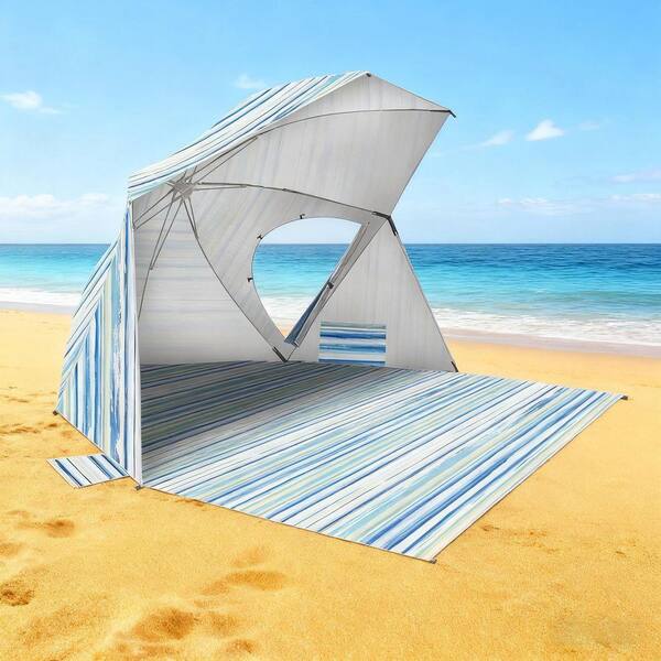 7.5 ft patio umbrella with crank multi color beach theme Best Choice Products 7.5ft Market Wavy Trim, Fade-Resistant, & Tilt, Wind Vent the fabric blocks UV rays LED Patio Umbrella, Outdoor Table