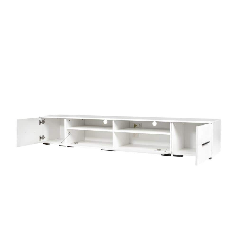 82.6 in. W x 15.6 in. D x 13.8 in. H Bathroom White Linen Cabinet