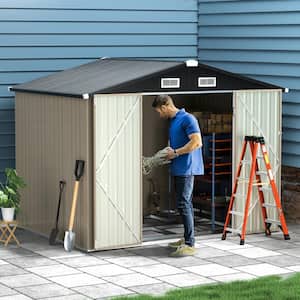 8.5 ft. W x 5.6 ft. D Metal Storage Shed with Lockable Door and Vents for Garden and Backyard (47.6 sq. ft.)